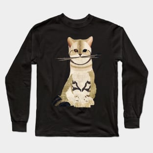 Cat with knitting needles Long Sleeve T-Shirt